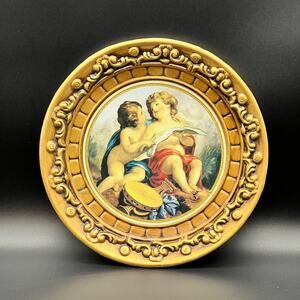 VTG Capodimonte Italy Georgian Cherub Angel Plate Handmade Gilded Artisan Piece